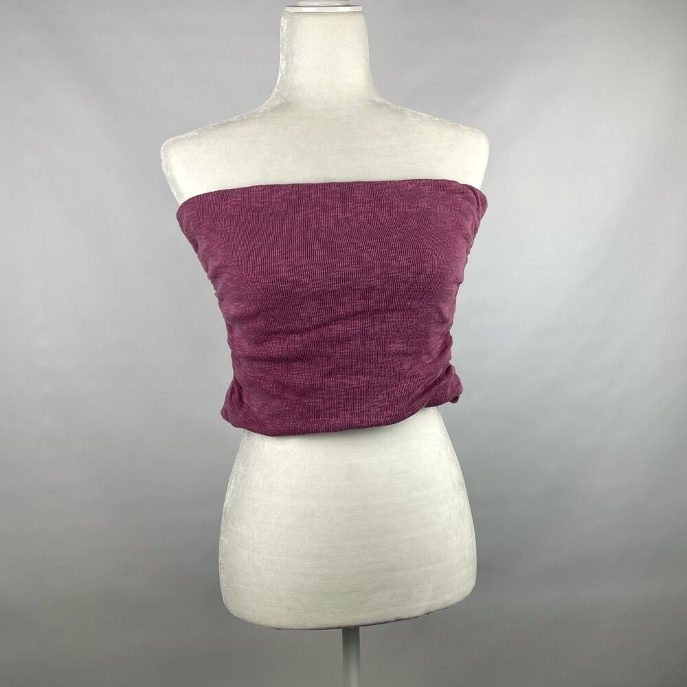 Free People Boulevard Tube Top L Capri Grape Purple Ruched Strapless Knit Large